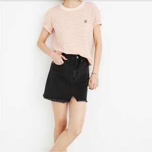 Madewell Rigid Denim A-Line Mini Black Skirt in Lunar Wash 29